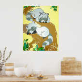 Baby Raccoons Slaapend Poster (Keuken)