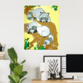 Baby Raccoons Slaapend Poster (Thuiskantoor)