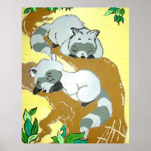Baby Raccoons Slaapend Poster (Voorkant)