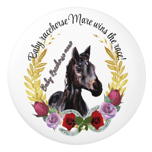 BABY RACEHORSE MARE keramische trek Knop (Voorkant)