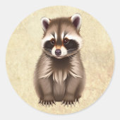 Baby Racoon Woodland Animal Ronde Sticker (Voorkant)