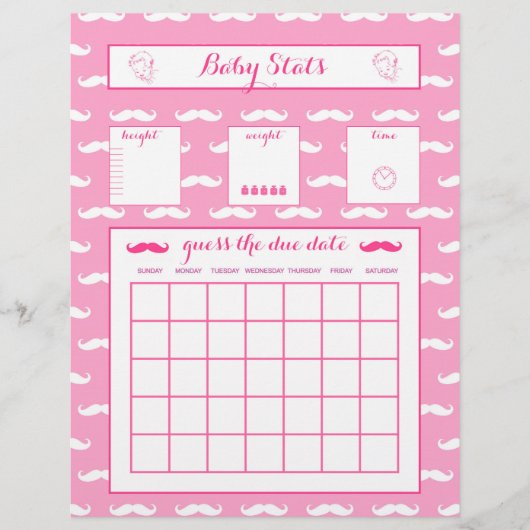 Baby raden de Verschuldigde datum Baby shower game (Voorkant)