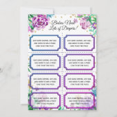 Baby Raffle Tickets Floral Kaart (Achterkant)