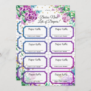 Baby Raffle Tickets Floral Kaart
