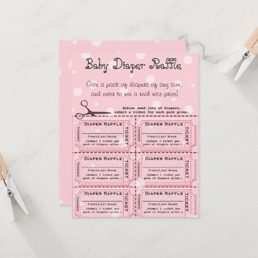 Baby Raffle Tickets Kaart (Voorkant / Achterkant in situ)
