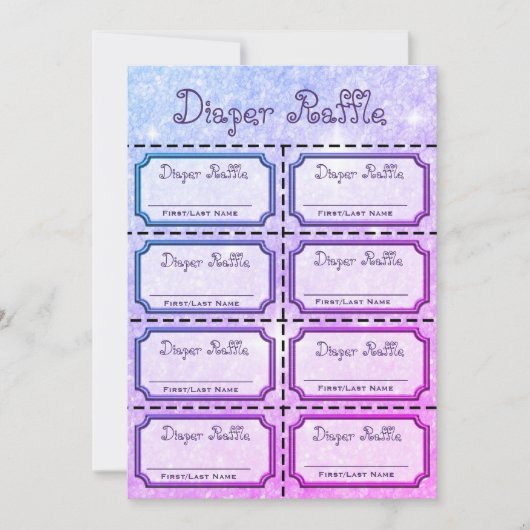 Baby Raffle Tickets Paars, roze Kaart (Voorkant)