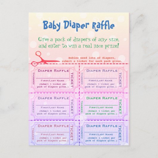 Baby Raffle Tickets Rainbow Briefkaart (Voorkant)