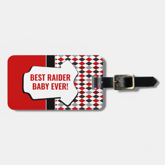 Baby Raider Red Black Argyle Pattern Bag Label Bagagelabel (Voorkant horizontaal)