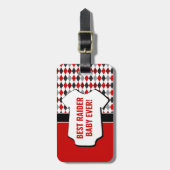 Baby Raider Red Black Argyle Pattern Bag Label Bagagelabel (Voorkant verticaal)