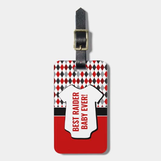 Baby Raider Red Black Argyle Pattern Bag Label Bagagelabel (Voorkant verticaal)