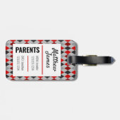 Baby Raider Red Black Argyle Pattern Bag Label Bagagelabel (Achterkant horizontaal)