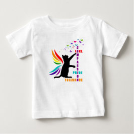 Baby Rainbow Pride Cat and Butterfly Shirt