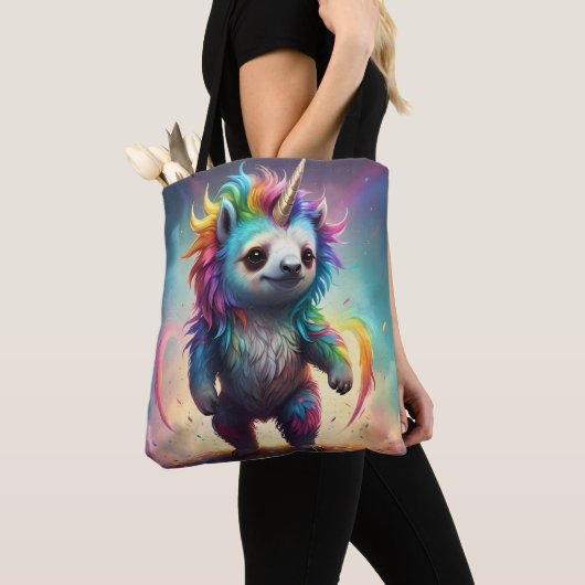 Baby Rainbow Unicorn Sloth, Tote Bag (Dichtbij)