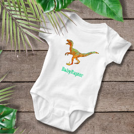 Baby Raptor Funny Velociraptor Dinosaur Art Pun Romper