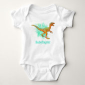 Baby Raptor Velociraptor Dinosaur Funny Word Play Romper (Voorkant)