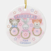 Baby Rattle Baby's eerste kerstdag Keramisch Ornament (Voorkant)