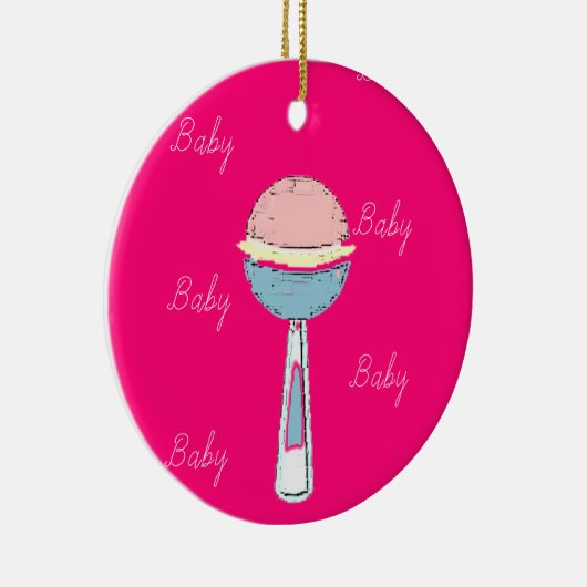 Baby Rattle-kerstversiering Keramisch Ornament (Rechts)