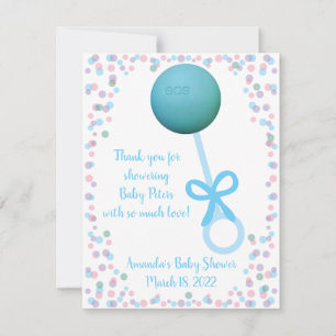 Baby Rattle Shower Favor, EOS lip balm Notitiekaartje
