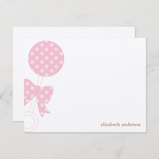 Baby Rattle Shower Hartelijk dank Notitiekaartje (Voorkant / Achterkant)