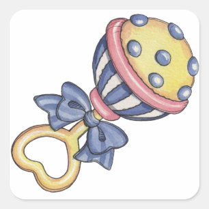 Baby Rattle Vierkante Sticker