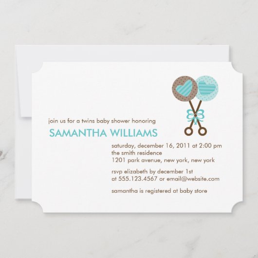 Baby Rattles Twin Boys Baby shower Kaart (Voorkant)