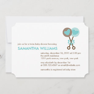 Baby Rattles Twin Boys Baby shower Kaart