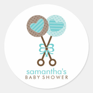 Baby Rattles Twin Boys Baby shower Ronde Sticker