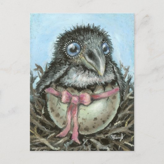 Baby Raven Briefkaart (Voorkant)