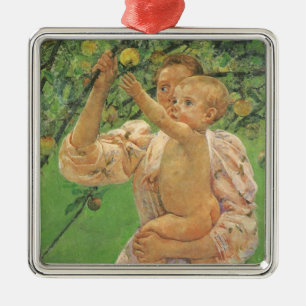 Baby Reaching for an Apple door Mary Cassatt Metalen Ornament