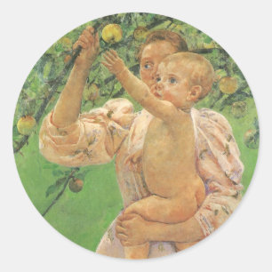 Baby Reaching for an Apple door Mary Cassatt Ronde Sticker