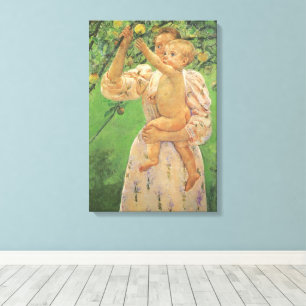 Baby Reaching for an Apple van Mary Cassatt Canvas Afdruk