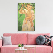 Baby Reaching voor een Apple van Mary Cassatt Canvas Afdruk (Insitu (Woonkamer))