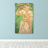 Baby Reaching voor een Apple van Mary Cassatt Canvas Afdruk (Insitu (Houten vloer))