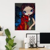 Baby Red Dragon dragonling fairy Art Print (Thuiskantoor)