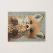 baby Red Fox eet spaghetti Legpuzzel (Horizontaal)