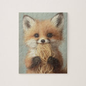 baby Red Fox eet spaghetti Legpuzzel (Verticaal)