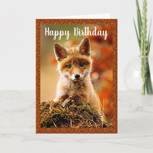 Baby Red Fox Happy Birthday Wenskaart Kaart (Voorkant)