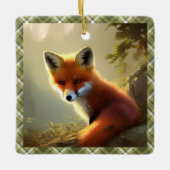 Baby Red Fox Wildlife Portret Aangepast Keramisch Ornament (Voorkant)