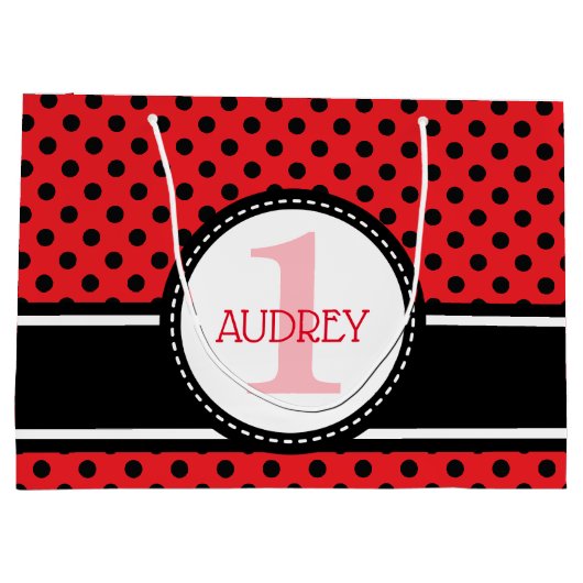 Baby Red Ladybug First Birthday Baby shower Groot Cadeauzakje (Achterkant)