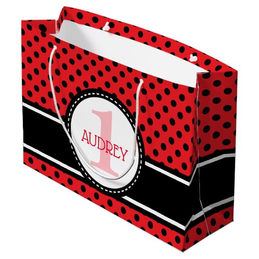 Baby Red Ladybug First Birthday Baby shower Groot Cadeauzakje (Achterkant Gekanteld)