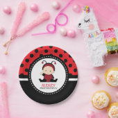 Baby Red Ladybug First Birthday Baby shower Papieren Bordje (Feest)