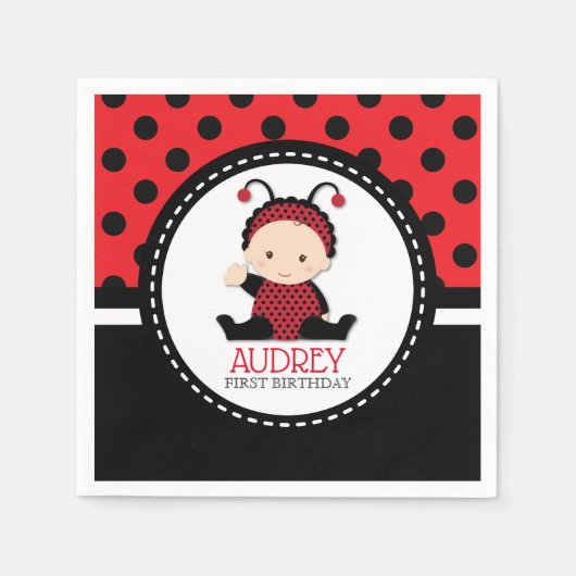 Baby Red Ladybug First Birthday Baby shower Servet (Voorkant)