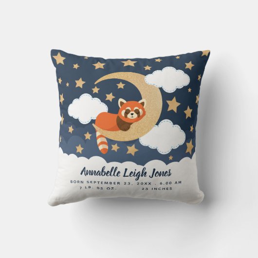 Baby Red Panda Moon Nursery Kussen (Achterkant)
