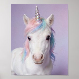 Baby Regenboog Eenhoorn Portret – Magische Kinderk Poster