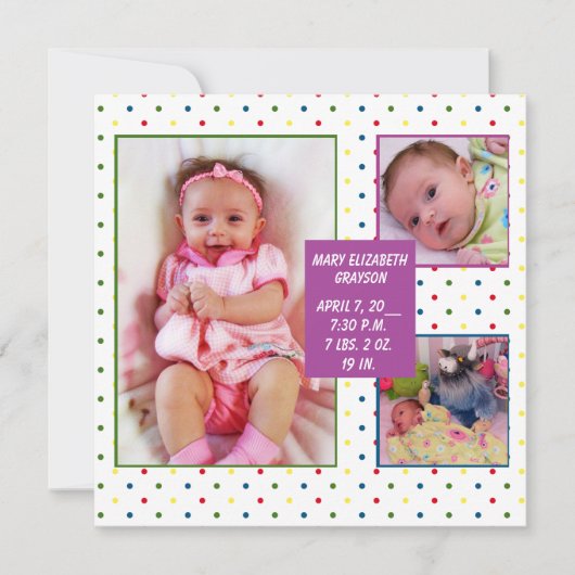 Baby regenboogStippen Aankondiging (Voorkant)