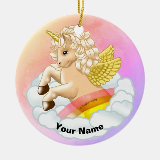Baby RegenboogUnicorn Keramisch Ornament (Voorkant)