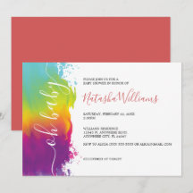 Baby, regenboogWaterverf Baby shower, Sinaasappel