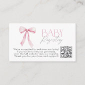 Baby Registry Pink Bow Wildflower baby shower Informatiekaartje (Voorkant)