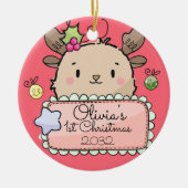 Baby Reindekerst eerste Kerstmis Keramisch Ornament (Voorkant)