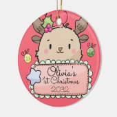 Baby Reindekerst eerste Kerstmis Keramisch Ornament (Links)